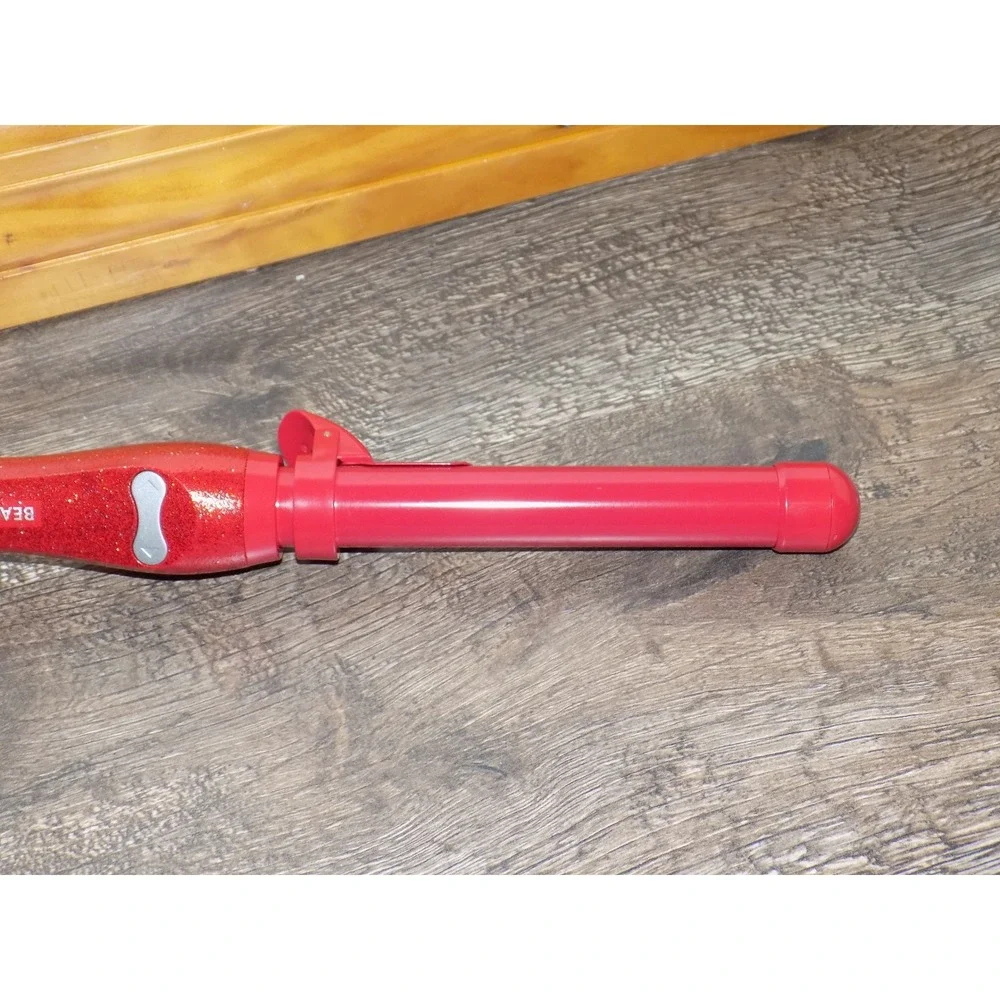 Beachwaver B1 Rotating Curling Iron Women Red Glitter Excellent 1in Barrel